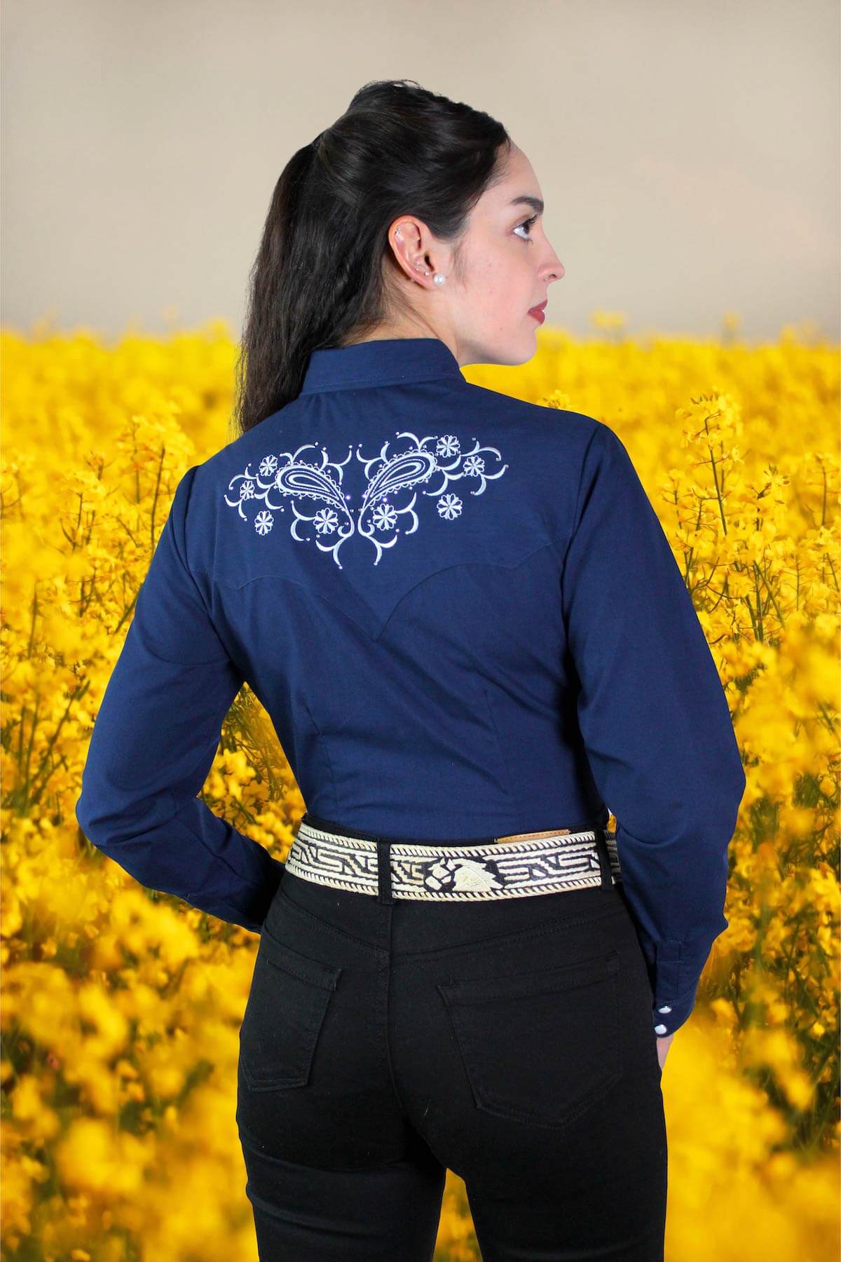 thumbnail image 2 of Espuela De Oro Mexican Western Charro Shirt – Stitched Mariachi Camisa, Men's, Bordada 2 of 2